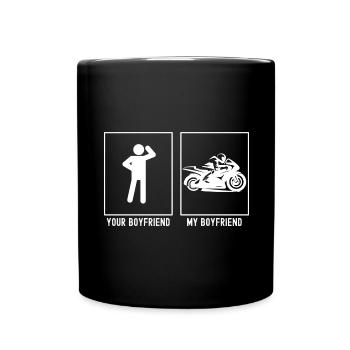 Dein Freund - Mein Freund - Profi-Motorrad - Tasse einfarbig - Schwarz - Vorne