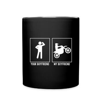 Dein Freund - Mein Freund - Motorrad Wheelie - Tasse einfarbig - Schwarz - Vorne