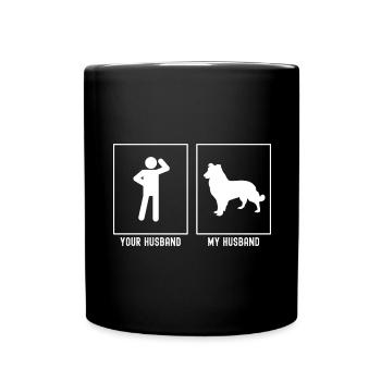 Ihr Ehemann - Mein Ehemann - Wartender Hund - Tasse einfarbig - Schwarz - Vorne