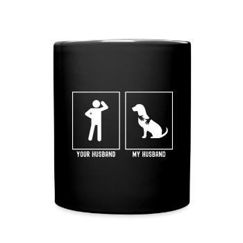 Her Husband - My Husband - Dog Hug - Full Colour Mug - black - Front