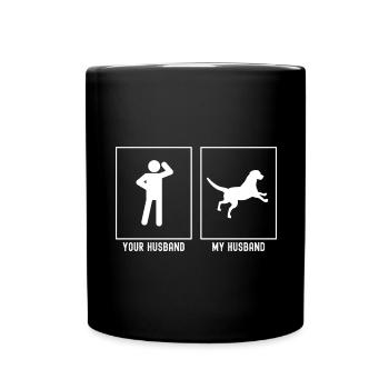 Ihr Ehemann - Mein Ehemann - Hund im Sturzflug - Tasse einfarbig - Schwarz - Vorne