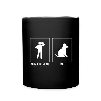 Ihr Freund - Ich - Hund Sitzend Rechts - Tasse einfarbig - Schwarz - Vorne