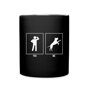 Du - Ich - Abhebender Hund - Tasse einfarbig - Schwarz - Vorne