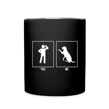 Du - Ich - Freundlicher Hund - Tasse einfarbig - Schwarz - Vorne
