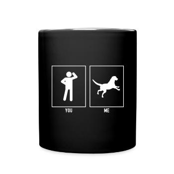 Du - Ich - Fallender Hund - Tasse einfarbig - Schwarz - Vorne