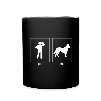 Du - Ich - Hund Stehend - Tasse einfarbig - Schwarz - Vorne