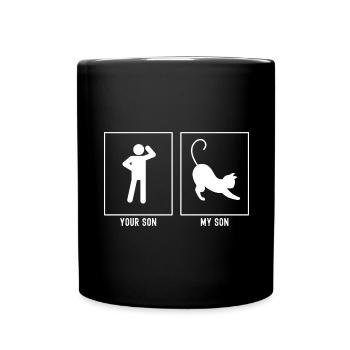 Votre fils - Mon fils - le chat s’étire - Mug uni - noir - Devant