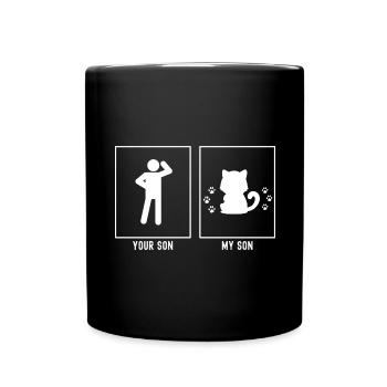 Ihr Sohn - Mein Sohn - Katze Pfoten - Tasse einfarbig - Schwarz - Vorne