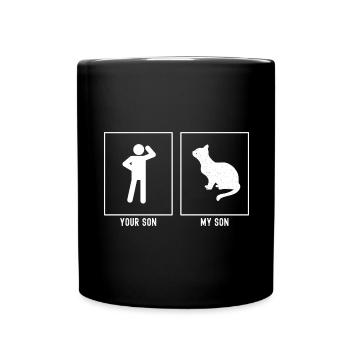 Your son - My son - Cat watching - Full Colour Mug - black - Front