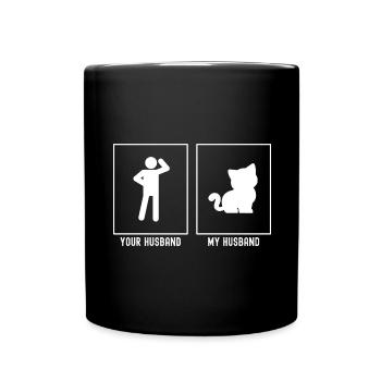 Your Husband - My Husband - Cute Cat - Full Colour Mug - black - Front