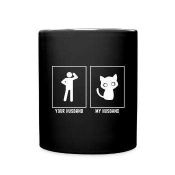Votre mari - Mon mari - Chat aux grands yeux - Mug uni - noir - Devant