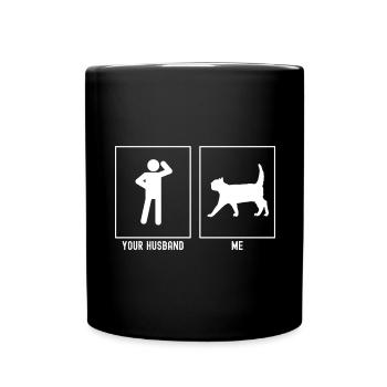 Her husband - me - my cat - Full Colour Mug - black - Front