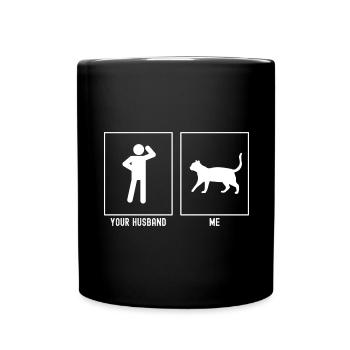 Votre mari - moi - promenade de chat - Mug uni - noir - Devant