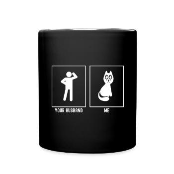 Ihr Ehemann - Ich - Gruselige Katze - Tasse einfarbig - Schwarz - Vorne