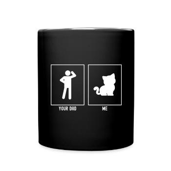 Dein Vater - Ich - Junge Katze - Tasse einfarbig - Schwarz - Vorne