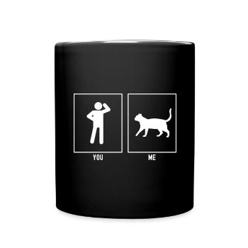 Dein Vater - Ich - Katze geht nach links - Tasse einfarbig - Schwarz - Vorne