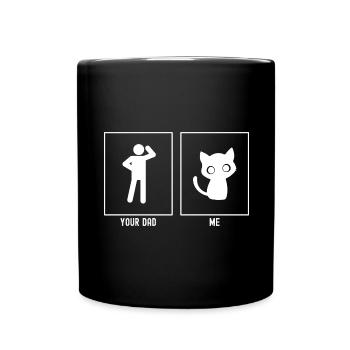 Dein Vater - Ich - Katze Große Augen - Tasse einfarbig - Schwarz - Vorne
