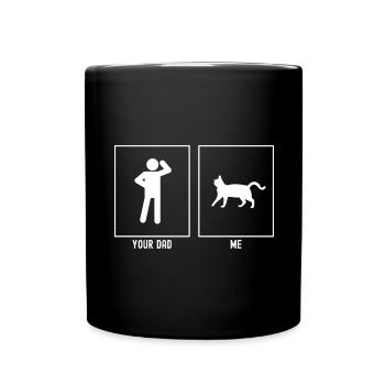 Dein Vater - Ich - Katze Langsam gehend - Tasse einfarbig - Schwarz - Vorne