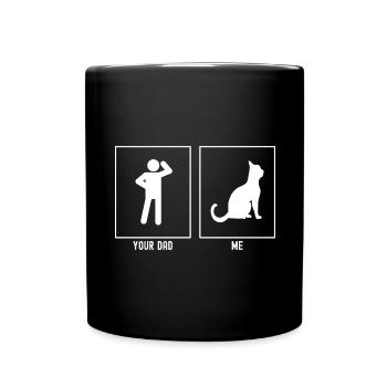Dein Vater - Ich - Erwachsene Katze - Tasse einfarbig - Schwarz - Vorne