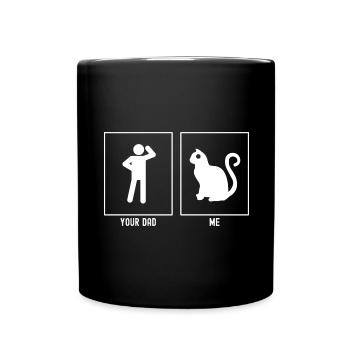 Ton père - moi - gros chat - Mug uni - noir - Devant