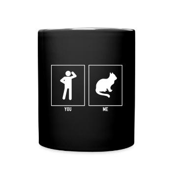 Du - Ich - Geduldige Katze - Tasse einfarbig - Schwarz - Vorne