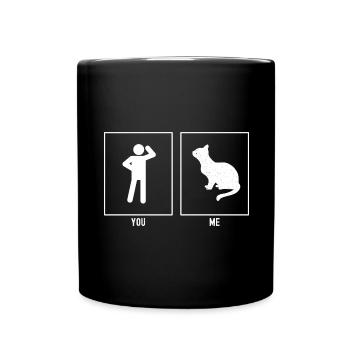 You - Me - Observing Cat - Full Colour Mug - black - Front