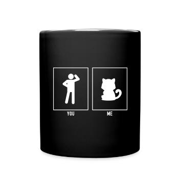 Du - Ich - Katze Cartoon - Tasse einfarbig - Schwarz - Vorne