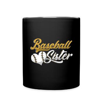 Baseball Sister Brother Catcher Pitch Gift - Full Colour Mug - black - Front