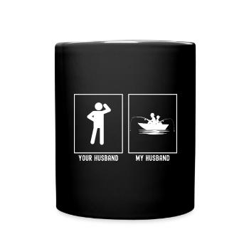 Votre mari - Mon mari - Pêche côte à côte - Mug uni - noir - Devant