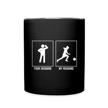 Ihr Ehemann - Mein Ehemann - Fußballkind Vektor - Tasse einfarbig - Schwarz - Vorne