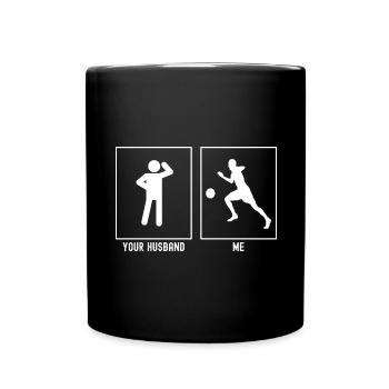 Her Husband - Me - Footballer Left Vector - Full Colour Mug - black - Front