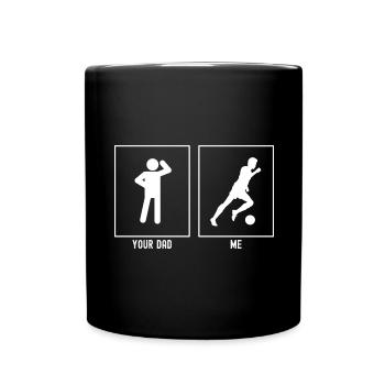 Dein Vater - Ich - Laufender Fußballspieler - Tasse einfarbig - Schwarz - Vorne