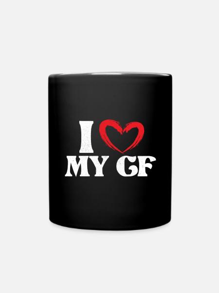 I Love My Girlfriend Relationship Bride Groom Gift - Full Colour Mug - black