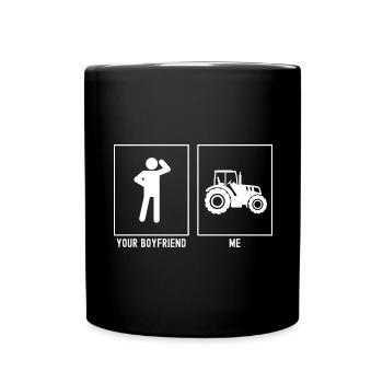 Dein Freund - Ich - Bauernhof Traktor - Tasse einfarbig - Schwarz - Vorne