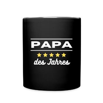Papa des Jahres Geschenk - Tasse einfarbig - Schwarz - Vorne