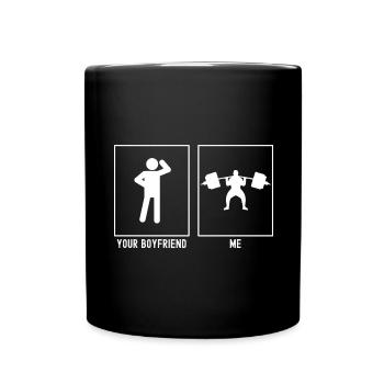 Dein Freund - Ich - Fitness Schweres Heben - Tasse einfarbig - Schwarz - Vorne