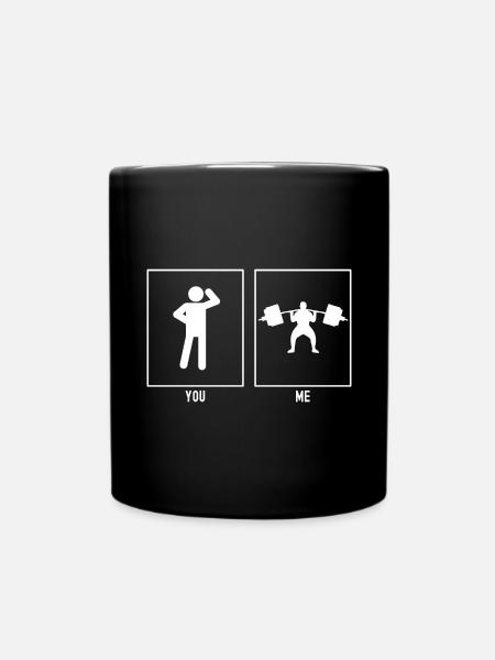 Du - Ich - Fitness Schwergewicht - Tasse einfarbig - Schwarz