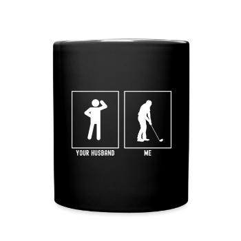 Son mari - moi - golfeur - Mug uni - noir - Devant