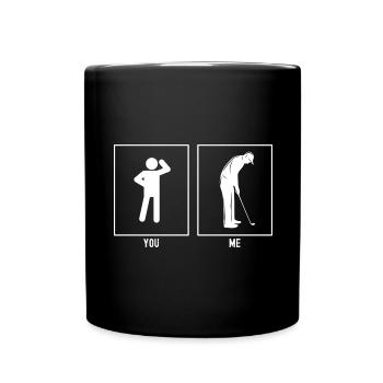 Sie - Ich - Golfspieler in Pose - Tasse einfarbig - Schwarz - Vorne