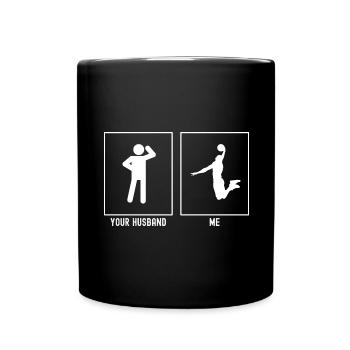 Dein Mann - Ich - Basketball Dunking - Tasse einfarbig - Schwarz - Vorne