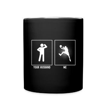 Dein Mann - Ich - Basketball Gepunkteter Vektor - Tasse einfarbig - Schwarz - Vorne