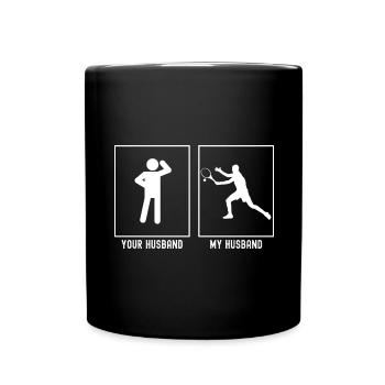 Son mari - Mon mari - Joueur de tennis frappé - Mug uni - noir - Devant