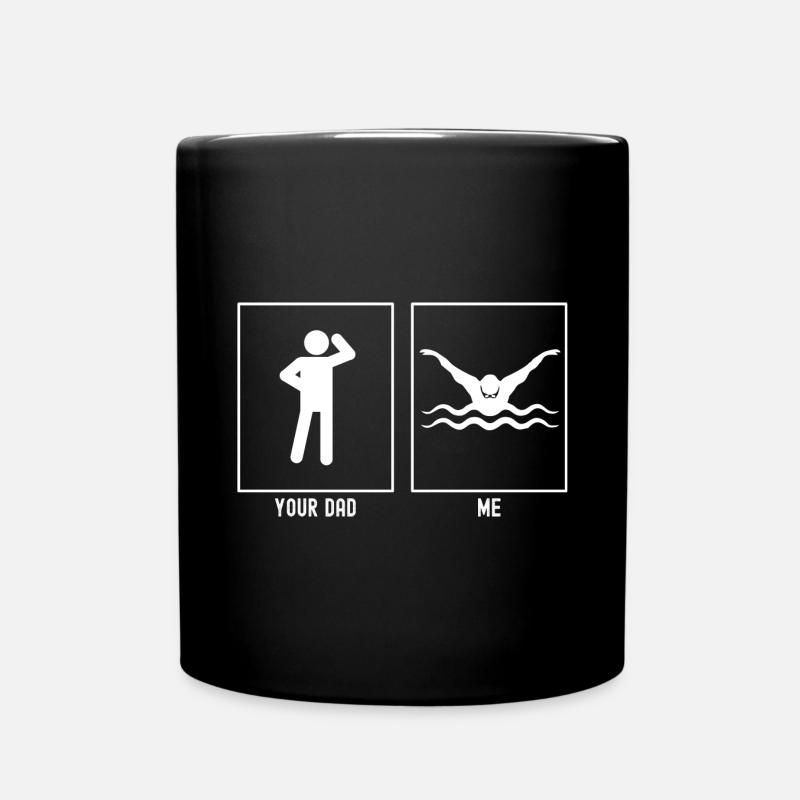 Dein Vater - Ich - Professionelles Schwimmen - Tasse einfarbig - Schwarz
