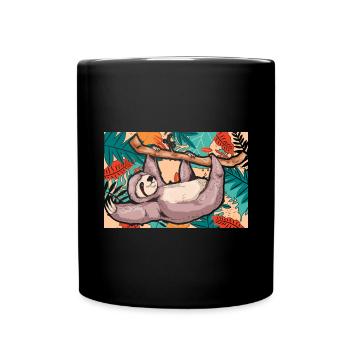 Zoo Animal Lazy Gift Tropical Sloth - Full Colour Mug - black - Front