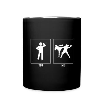 Du - Ich - Kickboxen - Tasse einfarbig - Schwarz - Vorne