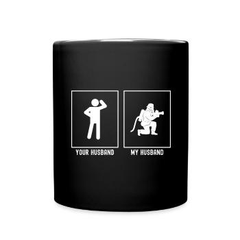 Her husband - My husband - Fire brigade on the Kni - Full Colour Mug - black - Front