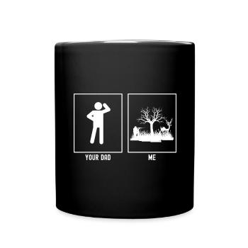 Dein Vater - Ich - Jäger und Hirsch - Tasse einfarbig - Schwarz - Vorne