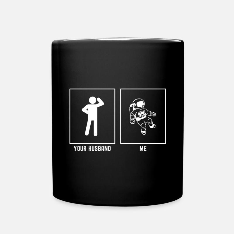 Her Husband - Me - Astronomy Astronaut Vector - Full Colour Mug - black