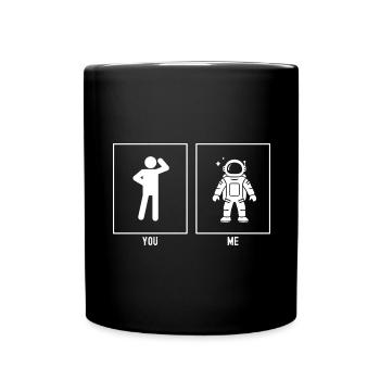 You - Me - Astronomy Cartoon Astronaut - Full Colour Mug - black - Front