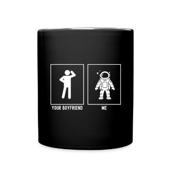 Dein Freund - Ich - Astronomie Cartoon Astronaut - Tasse einfarbig - Schwarz - Vorne